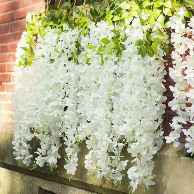 Lifeideas 12pcs Artificial White Wisteria Hanging Vines