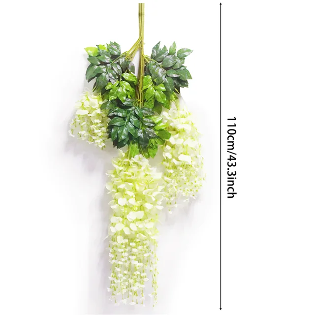 Lifeideas 12pcs Artificial White Wisteria Hanging Vines
