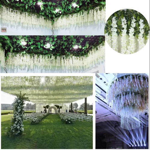 Lifeideas 12pcs Artificial White Wisteria Hanging Vines - One Size Image 4