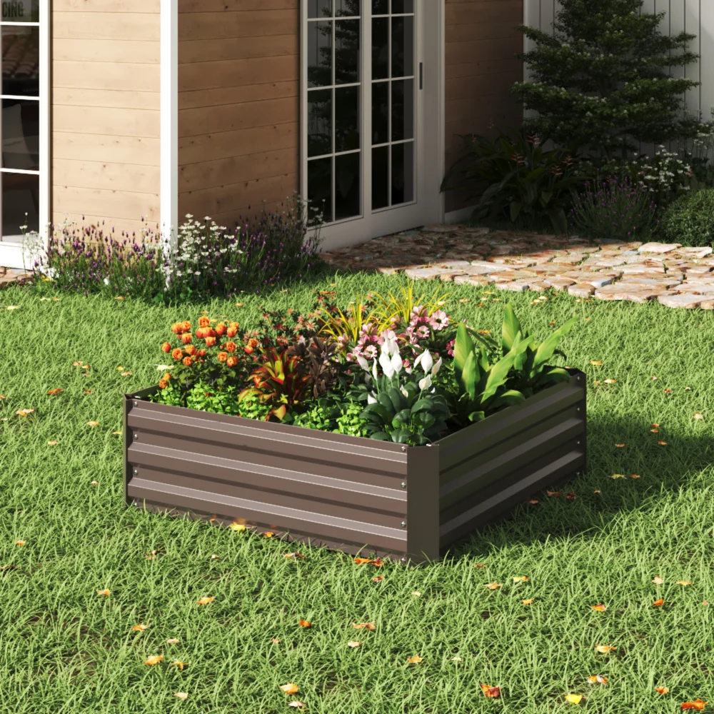 Breeins Galvanized Steel Square Raised Garden Bed Planter Box - One Size Image 1