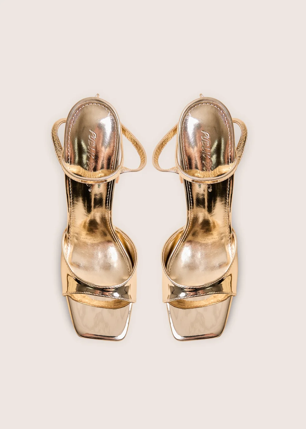 Public Desire Resist Gold Peep Toe Barely There Platform Heels - 4 Image 2