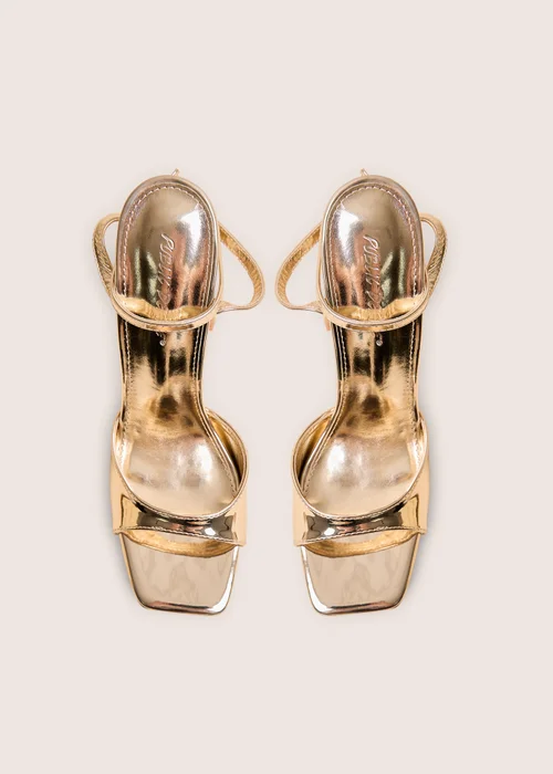 Public Desire Resist Gold Peep Toe Barely There Platform Heels - 4 Image 2