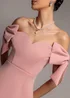 Goddiva Blush Bardot Plunge Neck Bow Sleeve Skater Mini Dress - 14 Image 4