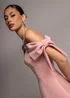 Goddiva Blush Bardot Plunge Neck Bow Sleeve Skater Mini Dress - 14 Image 3