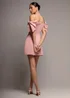 Goddiva Blush Bardot Plunge Neck Bow Sleeve Skater Mini Dress - 14 Image 2