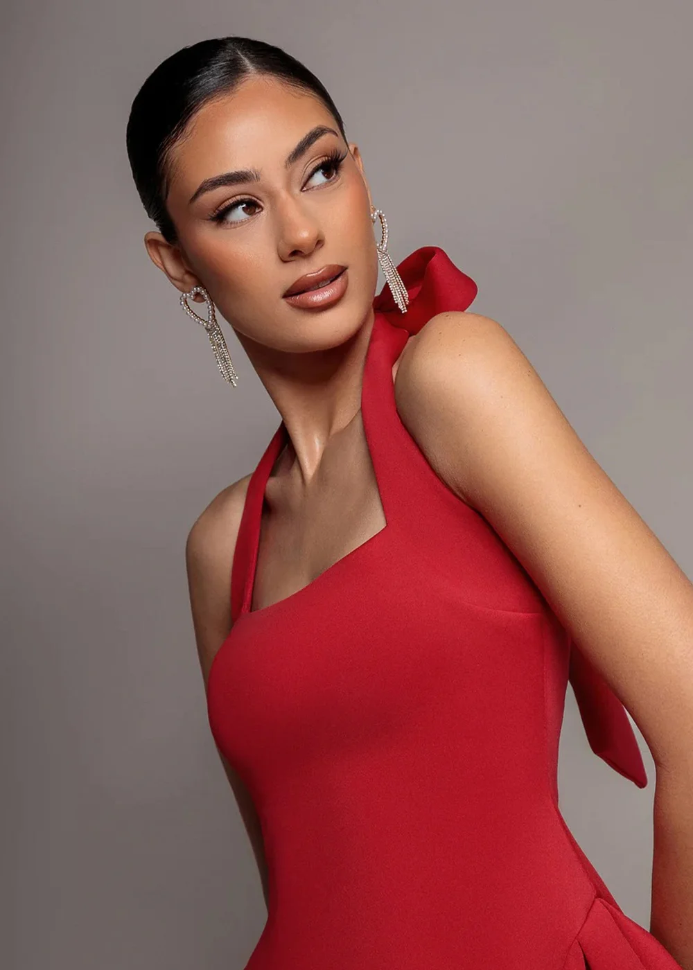 Goddiva Red Corset Fit & Flare Halter Neck Skater Mini Dress - 14 Image 4