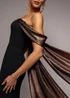 Goddiva Black Off The Shoulder Mirror Foil Angel Wing Cape Maxi Dress - 14 Image 3