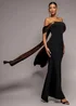 Goddiva Black Off The Shoulder Mirror Foil Angel Wing Cape Maxi Dress - 14 Image 1