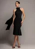 Goddiva Black Scuba & Velvet Satin Halterneck Midi Dress With Back Sash - 16 Image 1