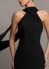Goddiva Black Scuba & Velvet Satin Halterneck Midi Dress With Back Sash - 16 Image 4