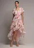 Goddiva Blush Pink Flutter Sleeve Chiffon Midaxi Wrap Dress - 10 Image 1