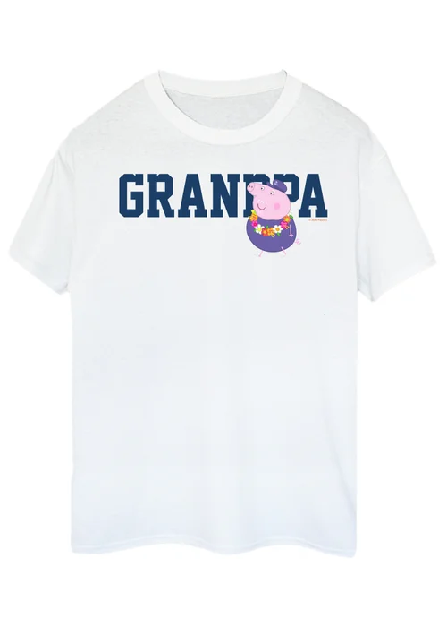 Spiral Galaxy Peppa Pig Grandpa Pig White Graphic T-Shirt - XL Image 1