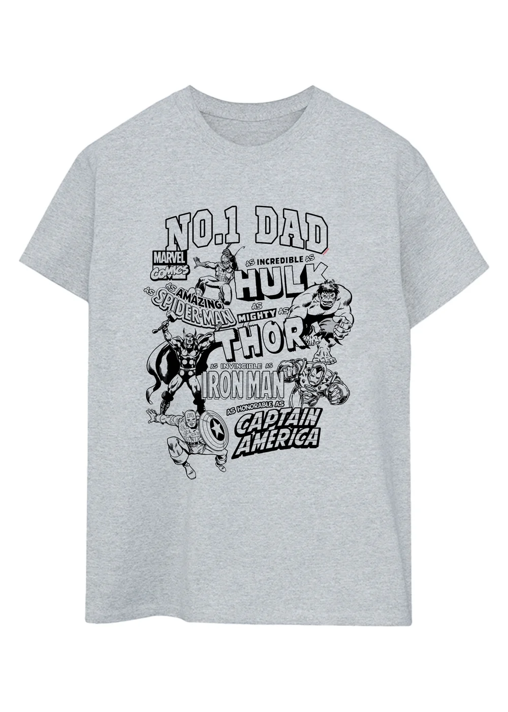 Spiral Galaxy Marvel Avengers Dad Grey Graphic T-Shirt - 5XL Image 1