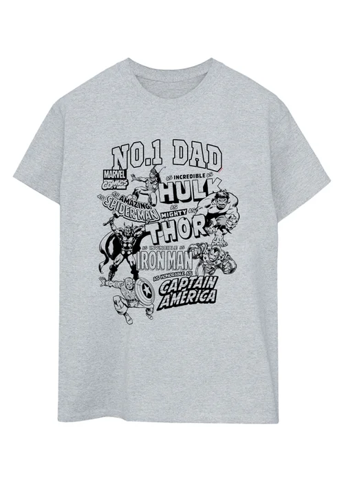 Spiral Galaxy Marvel Avengers Dad Grey Graphic T-Shirt - 5XL Image 1
