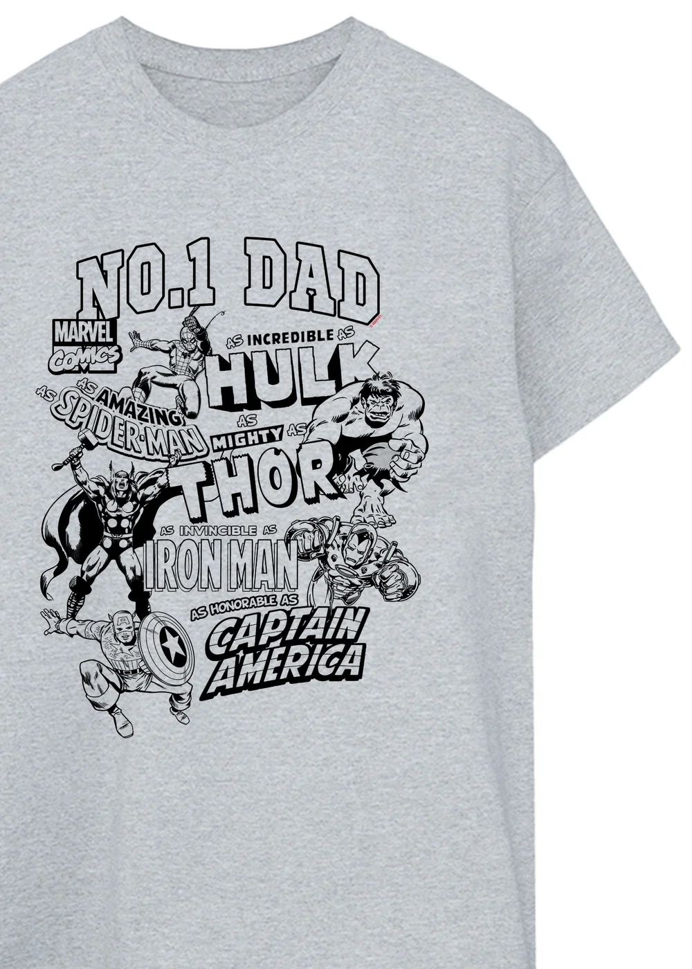 Spiral Galaxy Marvel Avengers Dad Grey Graphic T-Shirt - 5XL Image 2