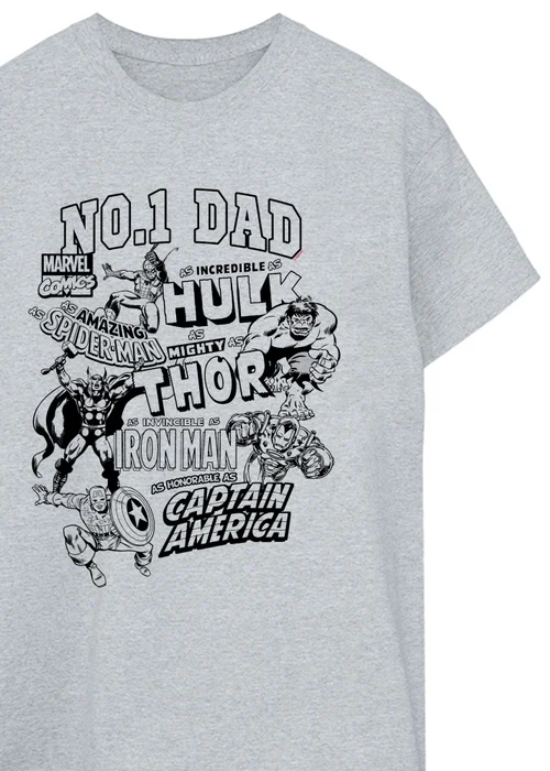 Spiral Galaxy Marvel Avengers Dad Grey Graphic T-Shirt - 5XL Image 2