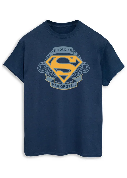 Spiral Galaxy DC Comics Superman Dad Of Steel Navy Blue Graphic T-Shirt - 5XL Image 1