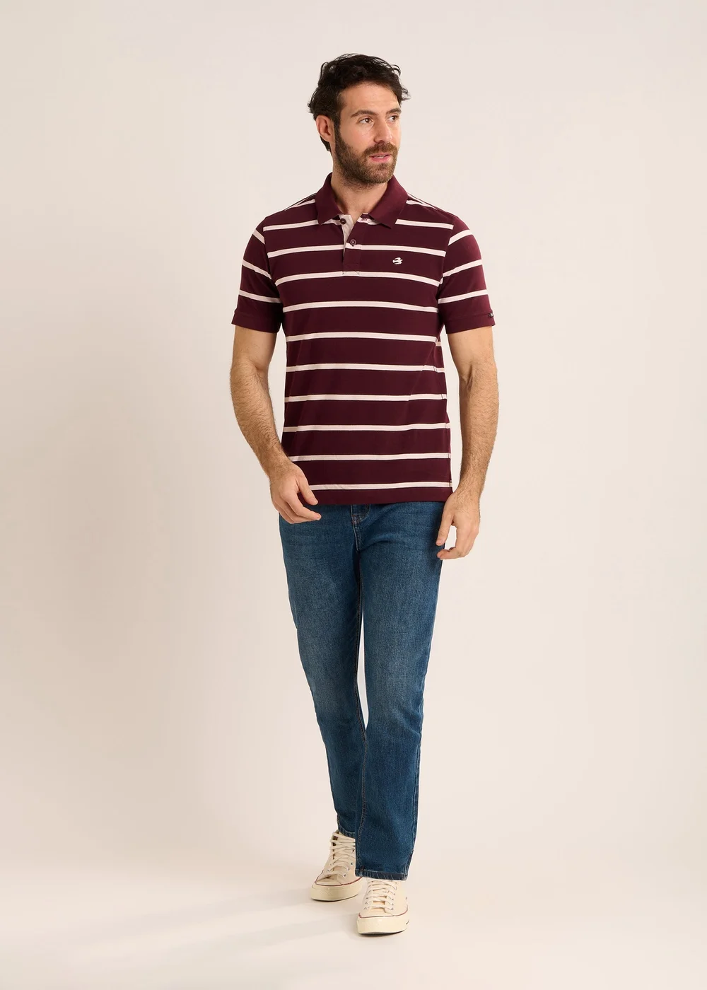 Brakeburn Burgundy Seaham Stripe Pique Polo - XL Image 1