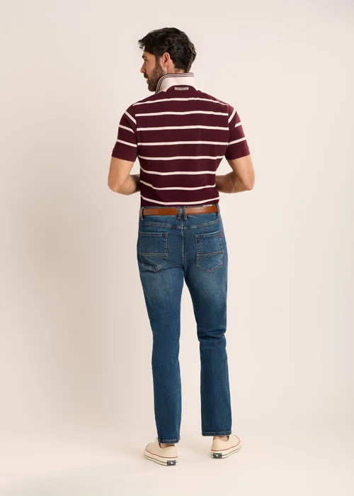 Brakeburn Burgundy Seaham Stripe Pique Polo - XL Image 2