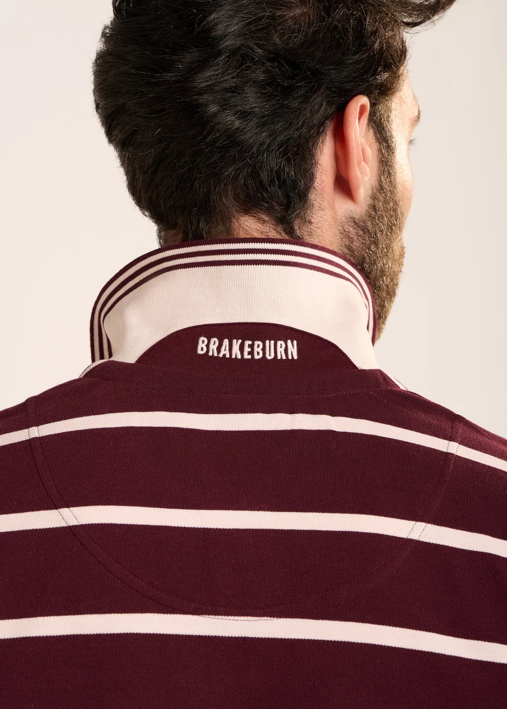 Brakeburn Burgundy Seaham Stripe Pique Polo - XL Image 5