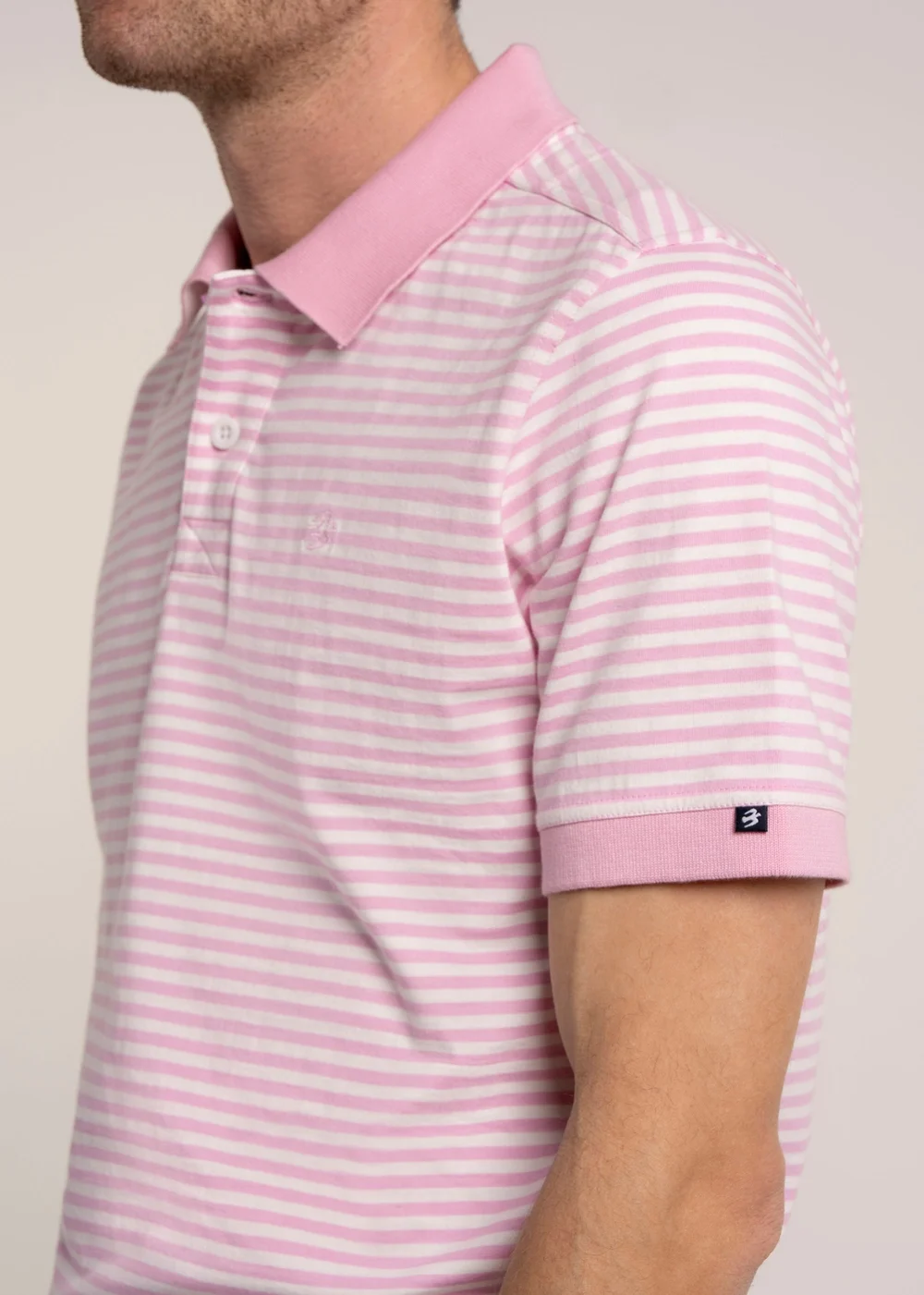 Brakeburn Pink Salehurst Stripe Jersey Polo - L Image 3