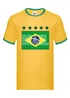 Spiral Galaxy Brazilian Flag Football Adult Yellow/Green Ringer T-Shirt - 2XL Image 1