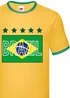 Spiral Galaxy Brazilian Flag Football Adult Yellow/Green Ringer T-Shirt - 2XL Image 2