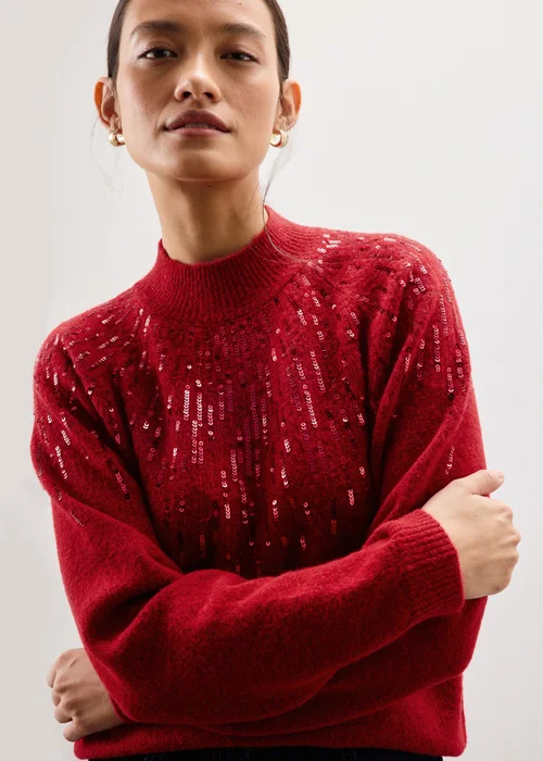 Red Sequin Knitted Jumper - Extra small Image 3