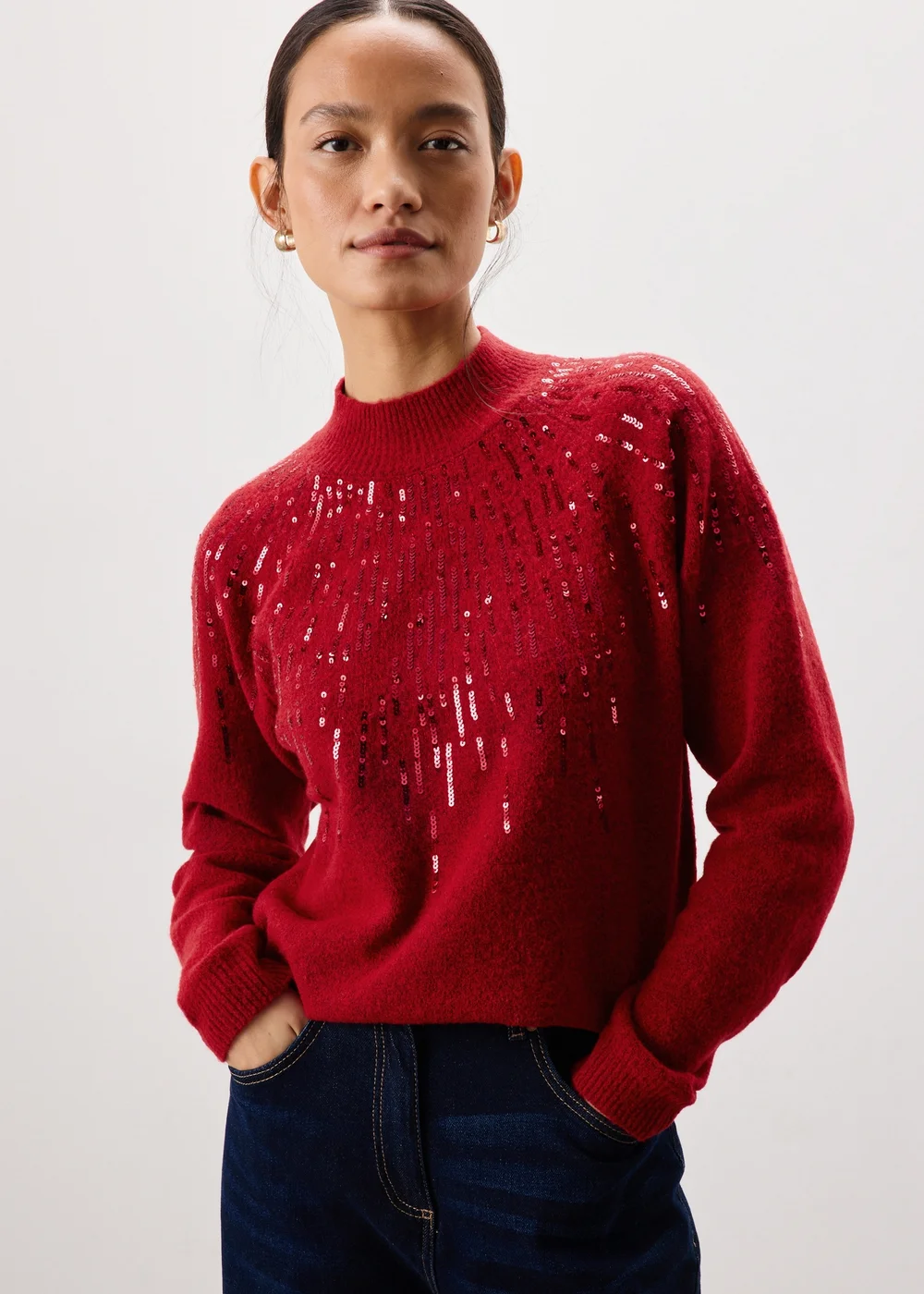 Red Sequin Knitted Jumper - Extra small Image 1