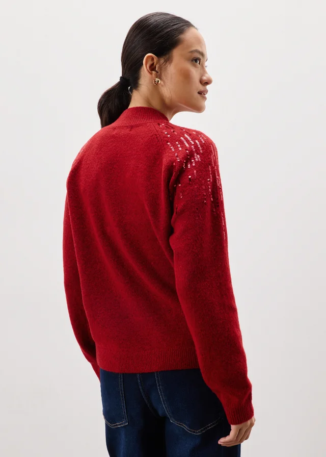 Red Sequin Knitted Jumper