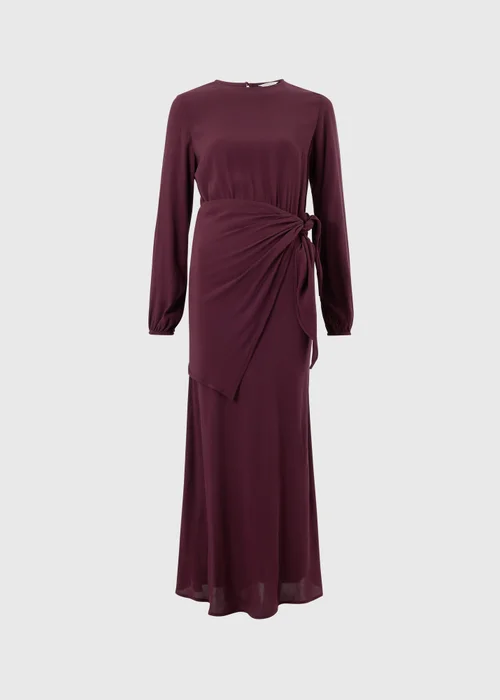 Burgundy Wrap Midi Dress - Size 8 Image 5