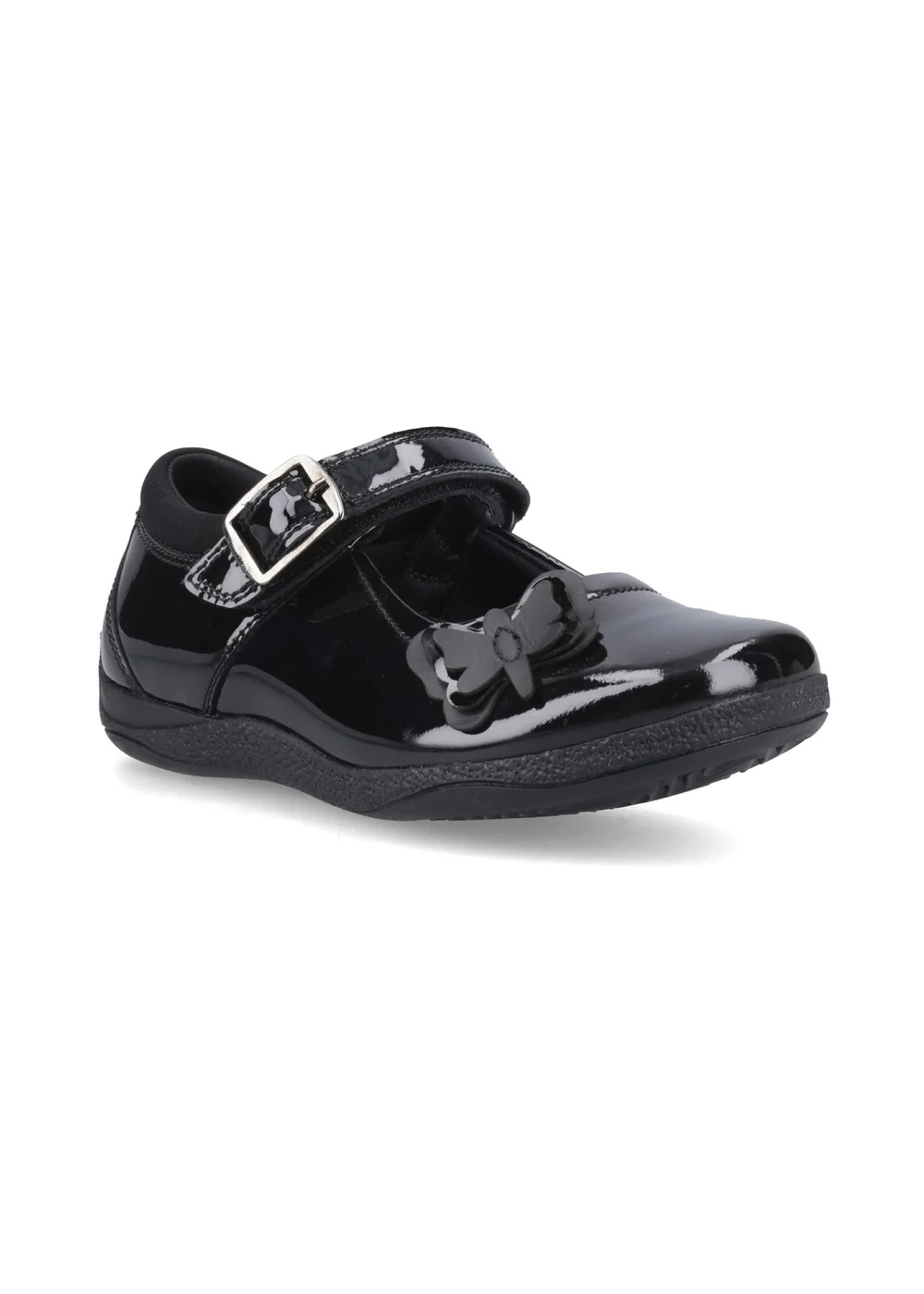 Hush Puppies Black Julie Ballerina Patent (4-10 Years) - Size 13 Infants Footwear Image 2