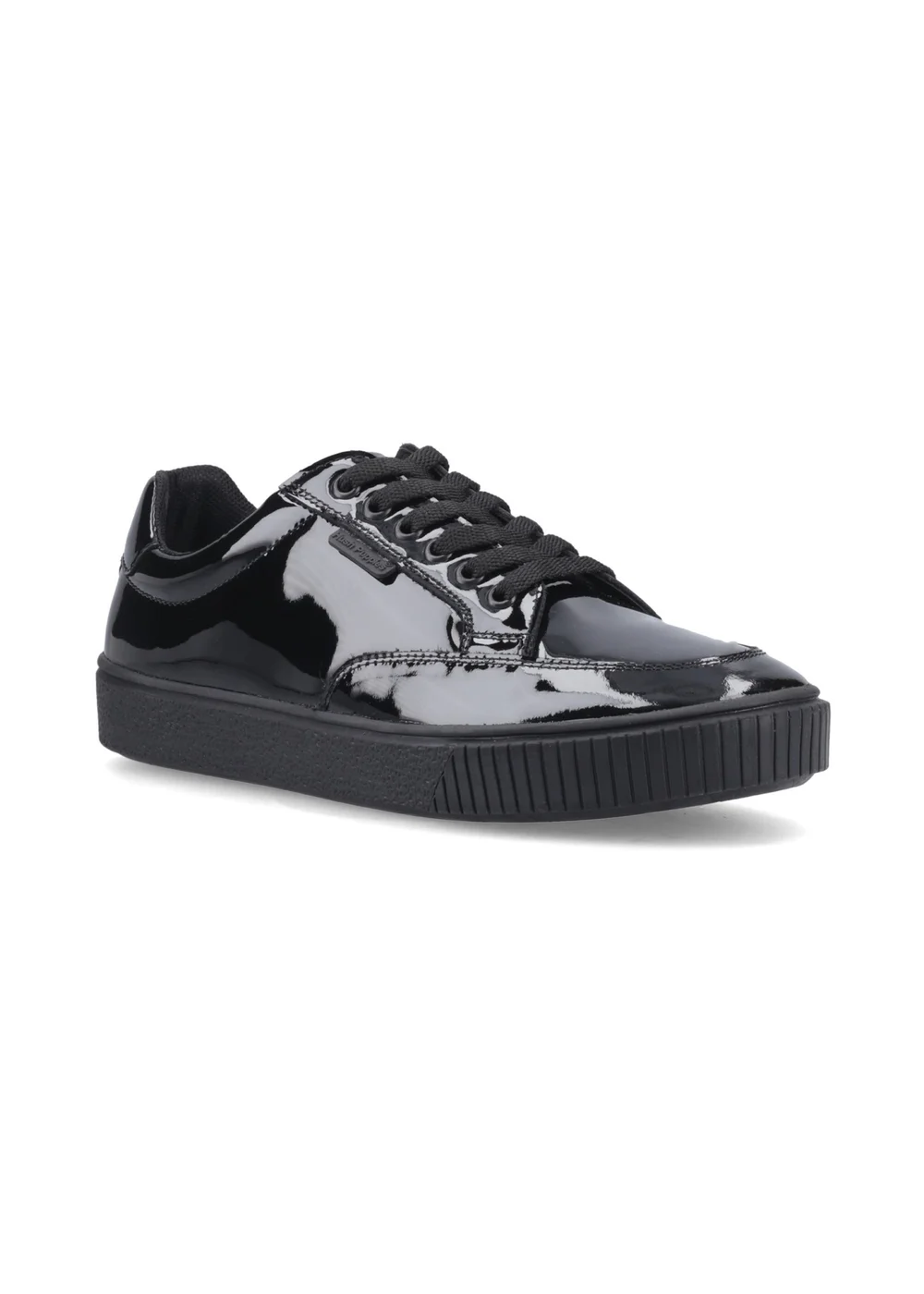 Hush Puppies Black Patent Evelyn Lace Trainer (4-10 Years) - 2 Infant Image 2