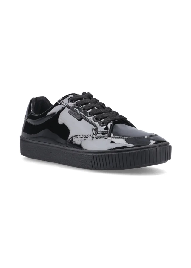 Hush Puppies Black Patent Evelyn Lace Trainer (4-10 Years)