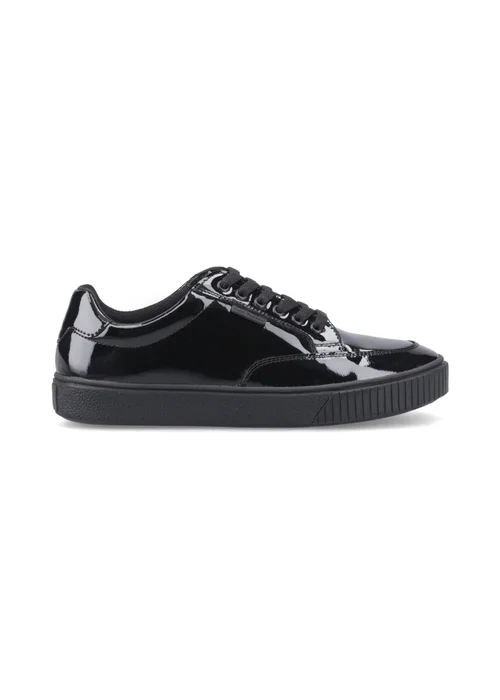Hush Puppies Black Patent Evelyn Lace Trainer (4-10 Years) - 2 Infant Image 1