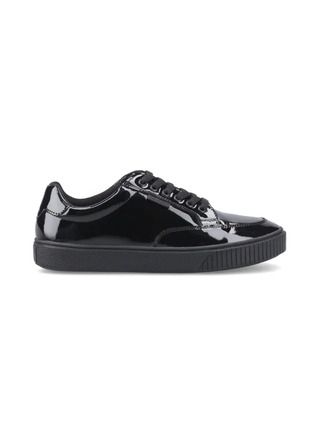 Hush Puppies Black Patent Evelyn Lace Trainer (4-10 Years)