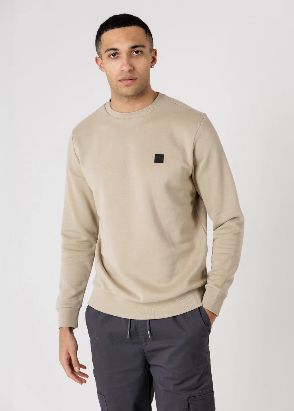 Tokyo Laundry Beige Essential Brushed Fleece Crew Sweatshirt - M Image 1