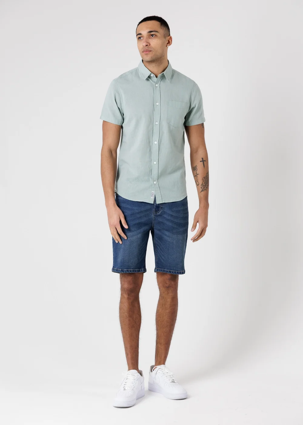 Tokyo Laundry green Linen Blend Short Sleeve Button-Up Shirt With Chest Pocket - L Image 4