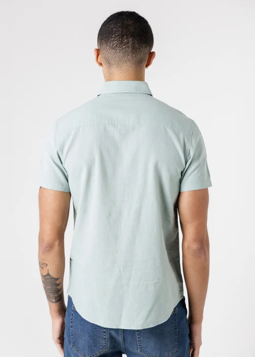 Tokyo Laundry green Linen Blend Short Sleeve Button-Up Shirt With Chest Pocket - L Image 2