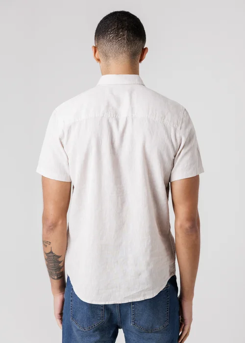 Tokyo Laundry Natural Linen Blend Short Sleeve Button-Up Shirt With Chest Pocket - XL Image 3