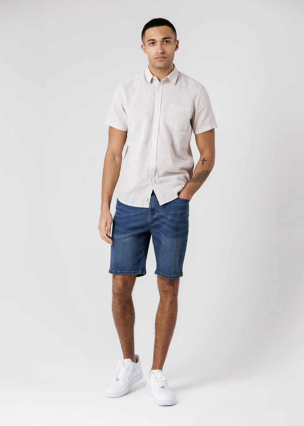 Tokyo Laundry Natural Linen Blend Short Sleeve Button-Up Shirt With Chest Pocket - XL Image 5