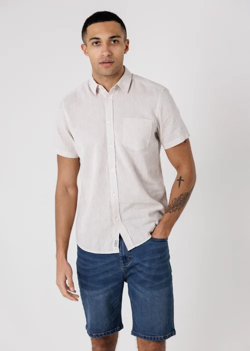 Tokyo Laundry Natural Linen Blend Short Sleeve Button-Up Shirt With Chest Pocket - XL Image 2