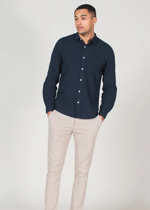 Tokyo Laundry Navy Linen Blend Long Sleeve Button-Up Shirt - XL Image 3