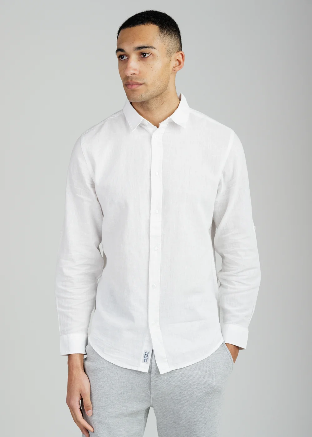 Tokyo Laundry White Linen Blend Long Sleeve Button-Up Shirt - XL Image 1