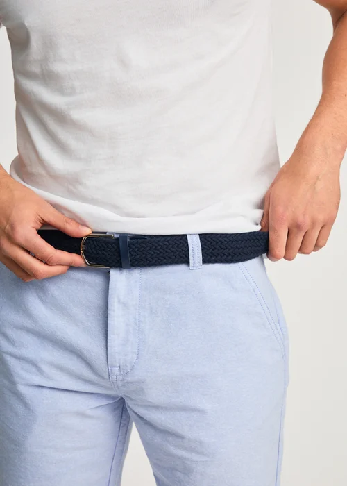 Tokyo Laundry Blue Cotton Oxford Shorts With Belt - L Image 4