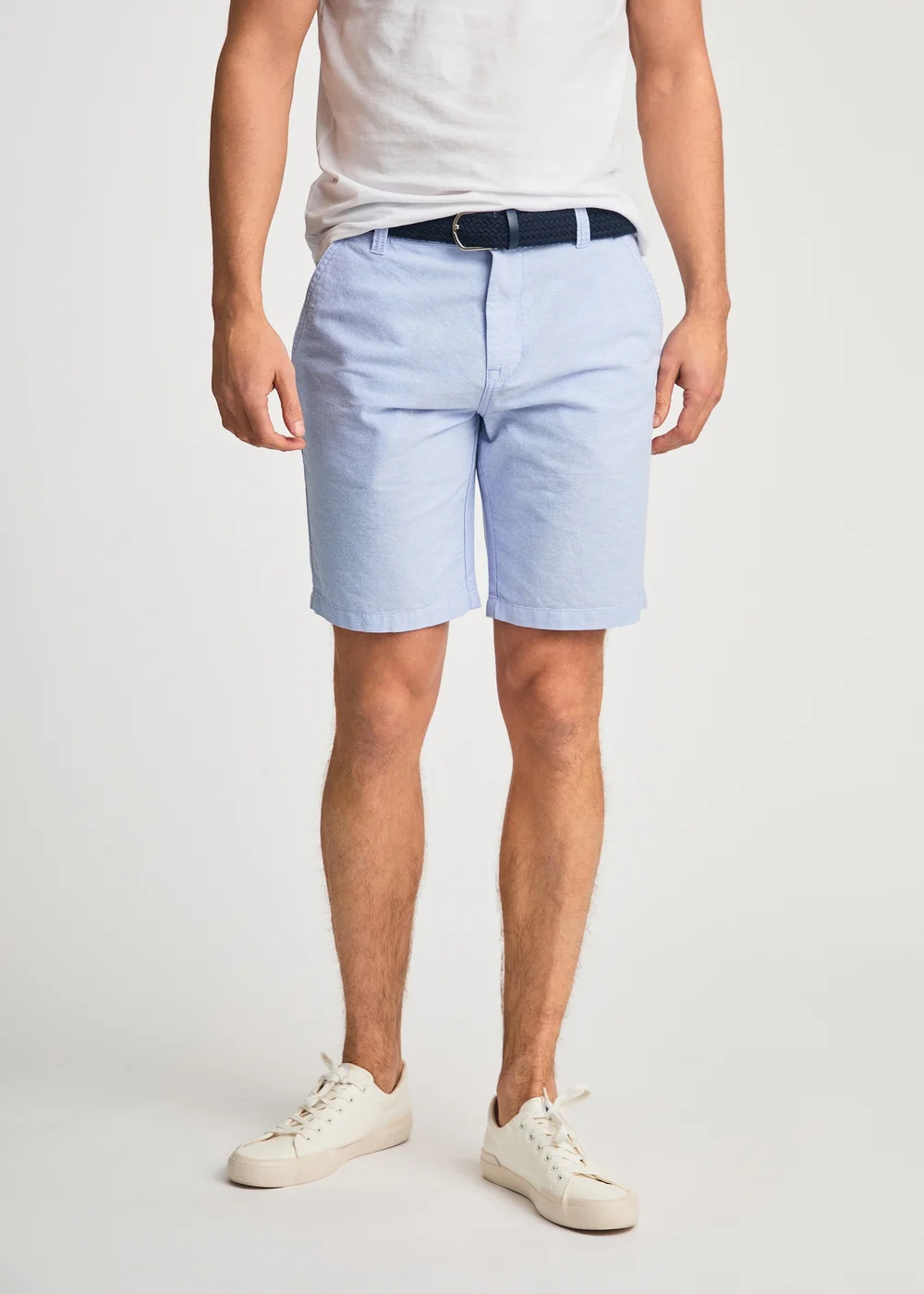 Tokyo Laundry Blue Cotton Oxford Shorts With Belt - L Image 1