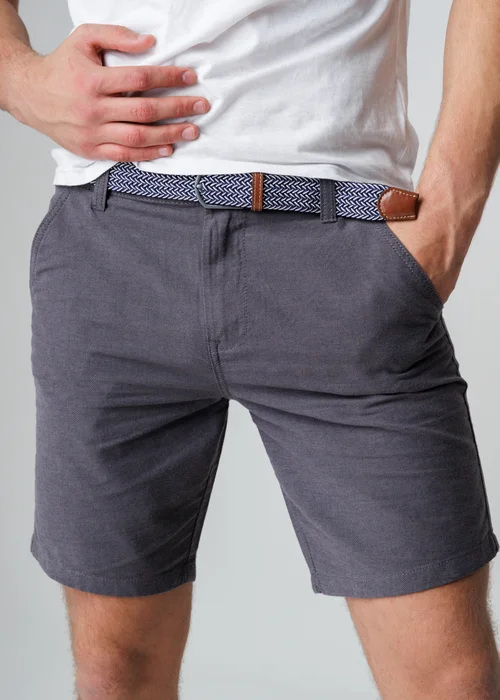 Tokyo Laundry Charcoal Cotton Oxford Shorts With Belt - L Image 3