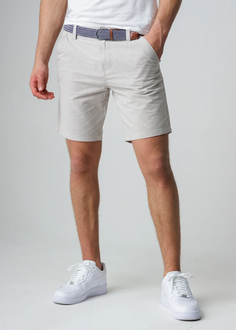 Tokyo Laundry Stone Cotton Oxford Shorts With Belt - L Image 1