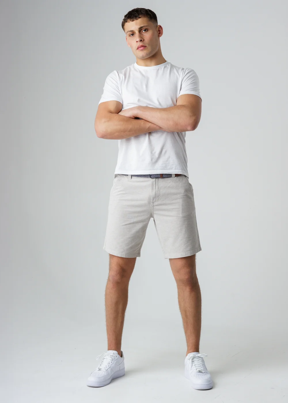 Tokyo Laundry Stone Cotton Oxford Shorts With Belt - L Image 4