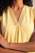 Roman Light Yellow Sleeveless V-Neck Lace Trim Cotton Top - 18 Image 4
